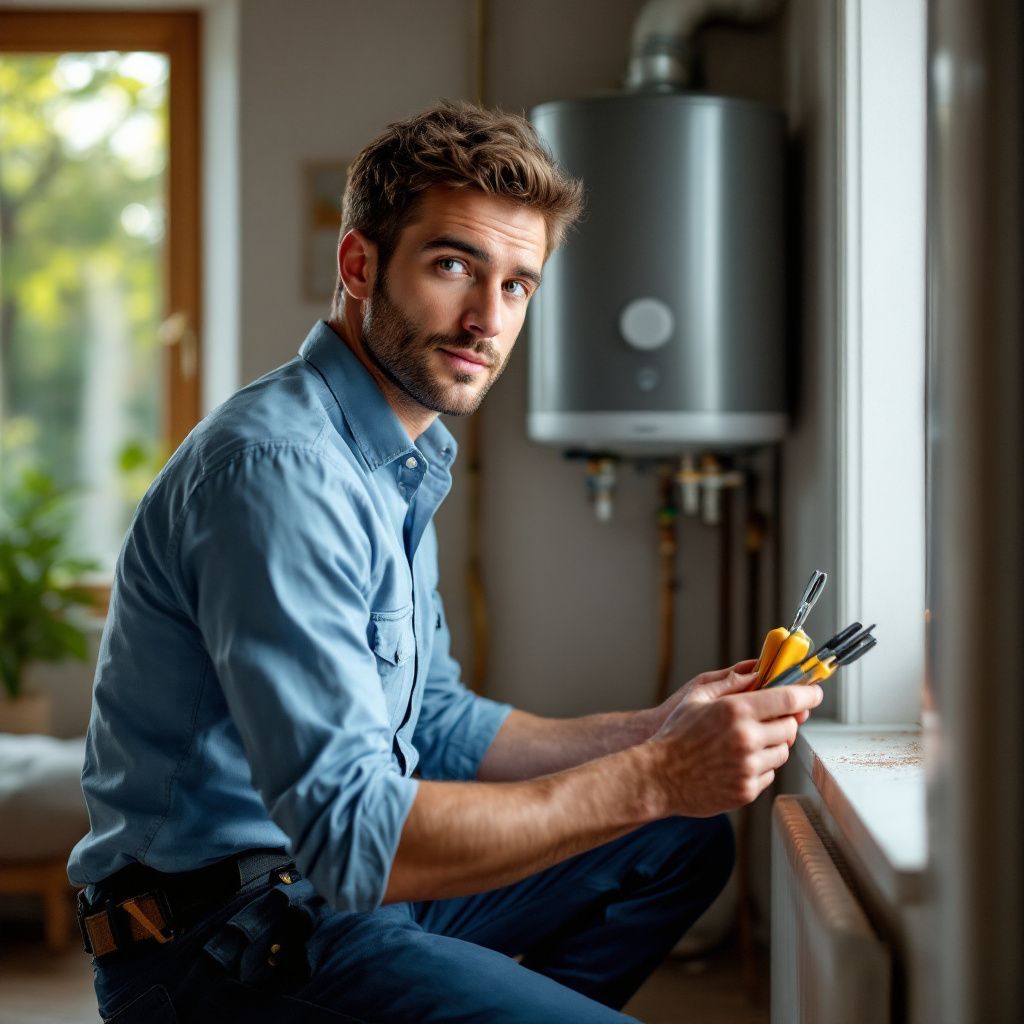 En esta imagen, un técnico especializado ofrece un servicio de reparación Chaffoteaux en Madrid